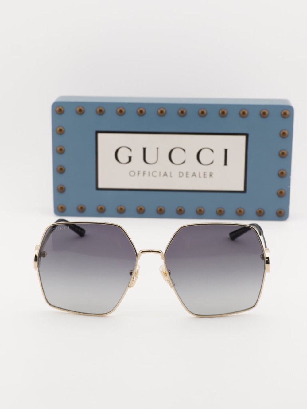 Gucci GG2163S 001 Square Sunglasses - Gold/Grey Gradient - Picture 2 of 11